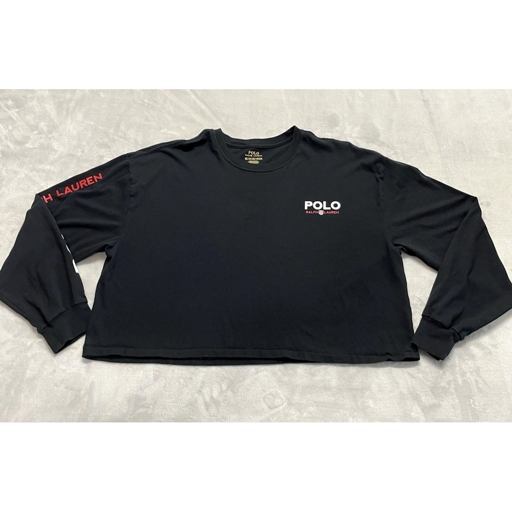 Polo Ralph Lauren Cropped Tee Women 2XL Black Long Sleeve Crew Neck Breathable